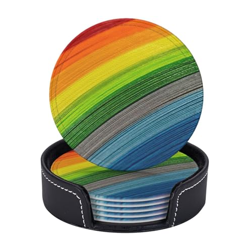 6er-Set Untersetzer, Kaffeetassen, Tassen, Tischplatte, Zuhause, Büro, Esszimmer, Dekoration, leicht zu reinigen, Regenbogenfarben von AYYQWE