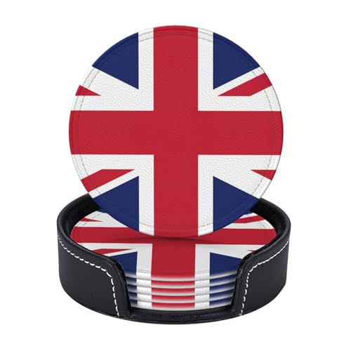 6er-Set Untersetzer mit britischer Flagge, Kaffeetassen, Tassen, Tischplatte, Zuhause, Büro, Esszimmer, Dekoration, leicht zu reinigen von AYYQWE