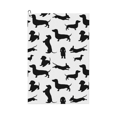 AYYQWE Black Dogs Dackel-Hunde-Druck, saugfähiges Golf-Handtuch, leicht, für Workout, Strandausflüge, verschiedene Anlässe von AYYQWE