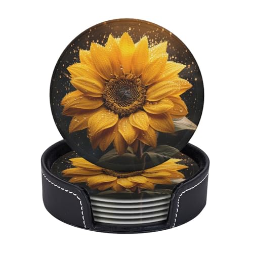 Schöne Sonnenblumen-Untersetzer, Kaffeetassen, Tassen, Tischplatte, Zuhause, Büro, Esszimmer, Dekoration, leicht zu reinigen Schöne Sonnenblumen-Untersetzer, Kaffeetassen, Tassen, Tischplatte, Zuhause, Büro, Esszimmer, Dekoration, leicht zu reinigen von AYYQWE