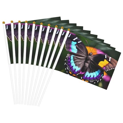 Schöne bunte Schmetterlinge Druck Handflagge tragbare Flaggen Feier Partys Urlaub Dekor Versammlungen Events Schöne bunte Schmetterlinge Druck Handflagge tragbare Flaggen Feier Partys Urlaub Dekor Versammlungen Events von AYYQWE