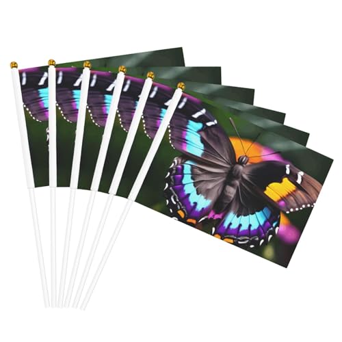 Schöne bunte Schmetterlinge Druck Handflagge tragbare Flaggen Feier Partys Urlaub Dekor Versammlungen Events Schöne bunte Schmetterlinge Druck Handflagge tragbare Flaggen Feier Partys Urlaub Dekor Versammlungen Events von AYYQWE