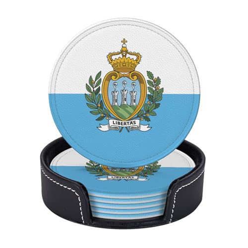 Untersetzer, Motiv: Flagge von San Marino, 6 Stück, Kaffeetassen, Tassen, Tischplatte, Zuhause, Büro, Esszimmer, Dekoration, leicht zu reinigen Untersetzer, Motiv: Flagge von San Marino, 6 Stück, Kaffeetassen, Tassen, Tischplatte, Zuhause, Büro, Esszimmer, Dekoration, leicht zu reinigen von AYYQWE