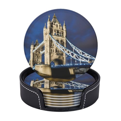 Untersetzer, Motiv: Tower Bridge in London, 6 Stück, Kaffeetassen, Tassen, Tischplatte, Zuhause, Büro, Esszimmer, Dekoration, leicht zu reinigen von AYYQWE