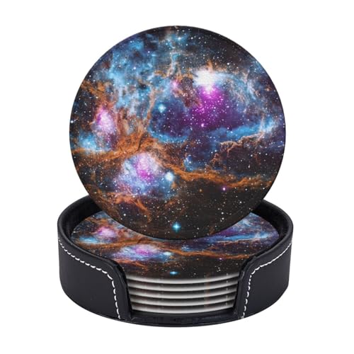 Untersetzer, Motiv: Universum, Galaxie, Weltraum, 6 Stück, Kaffeetassen, Tassen, Tischplatte, Zuhause, Büro, Esszimmer, Dekoration, leicht zu reinigen von AYYQWE