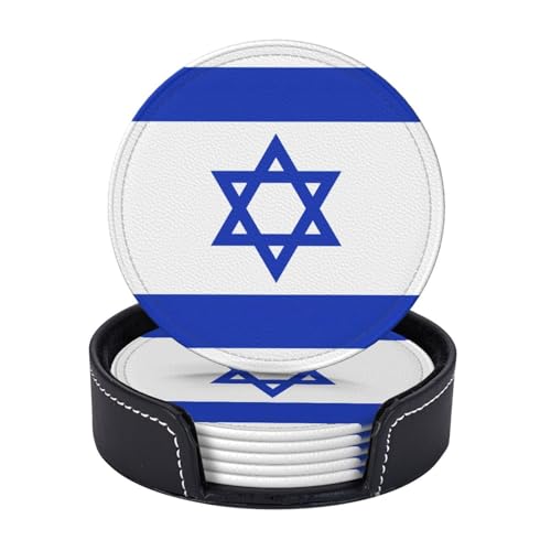 Untersetzer, Motiv: israelische Flagge, 6 Stück, Kaffeetassen, Tassen, Tischplatte, Zuhause, Büro, Esszimmer, Dekoration, leicht zu reinigen von AYYQWE