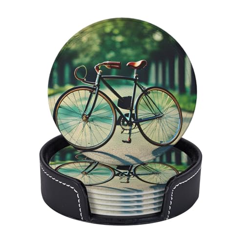 Untersetzer, Retro-Fahrrad-Druck, 6 Stück, Kaffeetassen, Tassen, Tischplatte, Zuhause, Büro, Esszimmer, Dekoration, leicht zu reinigen von AYYQWE