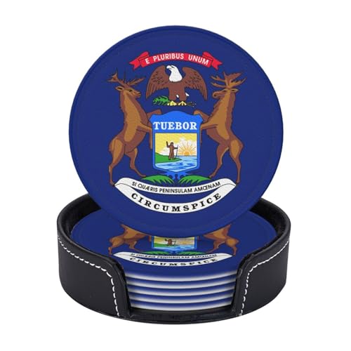 Untersetzer mit Michigan-Staatsflagge, 6er-Set, Kaffeetassen, Tassen, Tischplatte, Zuhause, Büro, Esszimmer, Dekoration, leicht zu reinigen Untersetzer mit Michigan-Staatsflagge, 6er-Set, Kaffeetassen, Tassen, Tischplatte, Zuhause, Büro, Esszimmer, Dekoration, leicht zu reinigen von AYYQWE
