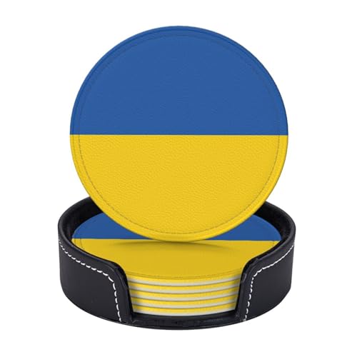 Untersetzer mit Ukraine-Motiv "Flagge der Ukraine", Kaffeetassen, Tassen, Tischplatte, Zuhause, Büro, Esszimmer, Dekoration, leicht zu reinigen, 6 Stück von AYYQWE