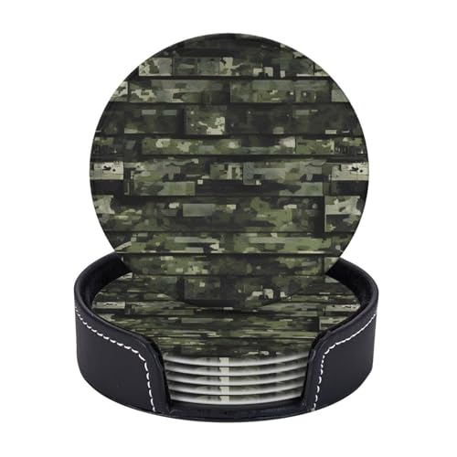 Untersetzer mit digitalem Camouflage-Druck, 6 Stück, Kaffeetassen, Tassen, Tischplatte, Zuhause, Büro, Esszimmer, Dekoration, leicht zu reinigen von AYYQWE