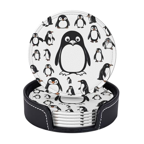 Untersetzer mit niedlichem Pinguin-Druck, 6er-Set, Kaffeetassen, Tassen, Tischplatte, Zuhause, Büro, Esszimmer, Dekoration, leicht zu reinigen Untersetzer mit niedlichem Pinguin-Druck, 6er-Set, Kaffeetassen, Tassen, Tischplatte, Zuhause, Büro, Esszimmer, Dekoration, leicht zu reinigen von AYYQWE