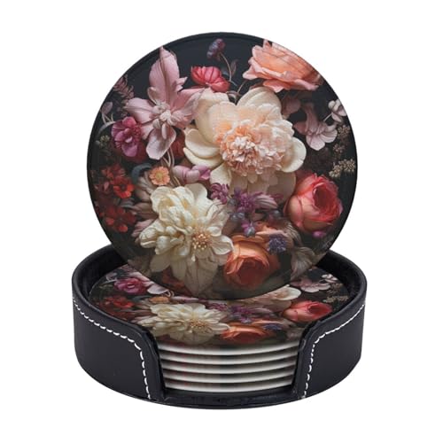 Untersetzer mit schönen Blumen, 1 Druck, 6 Stück, Kaffeetassen, Tassen, Tischplatte, Zuhause, Büro, Esszimmer, Dekoration, leicht zu reinigen von AYYQWE