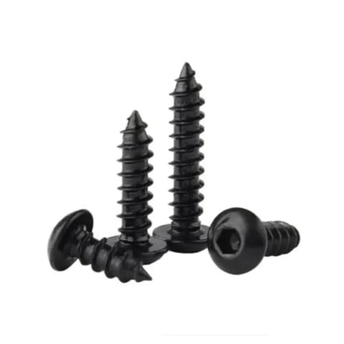 10–100 Stück M2 M2.3 M2.6 M3 M3.5 M4 M5 M6 Schwarze Blechschrauben mit Innensechskant und Rundkopf aus Stahl(8mm,M2.3 50PCS) von AYYSSM