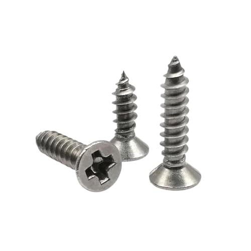 100X M1 M1.2 M1.7 M2 M2.6 M3 M4 Kleine 304 Edelstahl Kohlenstoffstahl Flache Senkkopf Holz Selbstschneidende Schraube(Black carbon steel,8MM_M2) von AYYSSM