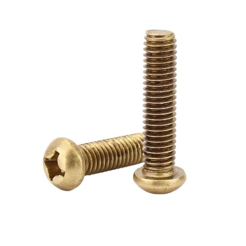 2/50 Stück verschiedene Größen M2 M2.5 M3 M4-M8 Kupfer-Messing-Schrauben – Kreuzschlitzschrauben mit rundem Flachkopf for verschiedene Anwendungen(45mm,5Pcs M6) von AYYSSM