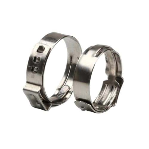 25 Stück in Beuteln Einzelohr-Schlauchschellen 304 Edelstahl Ohr Stufenlose Rohr Cinch Schellen Ringe Sortiment Kit(25pcs 8.8-10.5mm) von AYYSSM