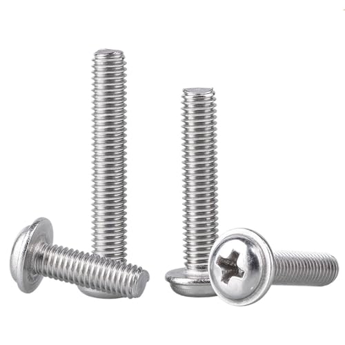 5–50 Stück Flansch-Knopfkopfschraube mit Unterlegscheibe, Kragenschraube M1.4 M2 M2.5 M3 M3.5 M4 M5 M6 M8, 304 Edelstahl, Innensechskant, Rundschraube(55mm,M1.4(dc4) X55pcs) von AYYSSM