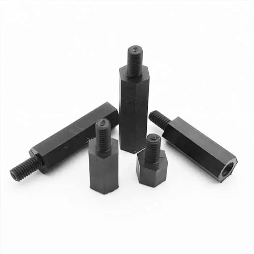 50 Stück M2 M2.5 M3 M4 Motherboard Schwarz Nylon Kunststoff Schraube Bolzen Männlich-Weiblich Weiblich Hex Standoff Hexagon Pillar Spacer(Male-Female,M4x25mm) von AYYSSM