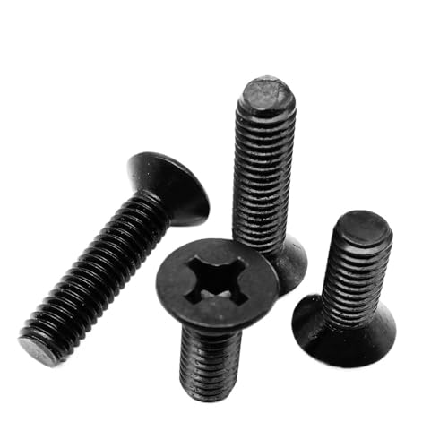 50 Stück Schwarz 304 A2-70 Edelstahl M1.6 M2 M2.5 M3 Kreuzschlitzschrauben mit flachem Senkkopf(10mm,50pcs M2.5) von AYYSSM