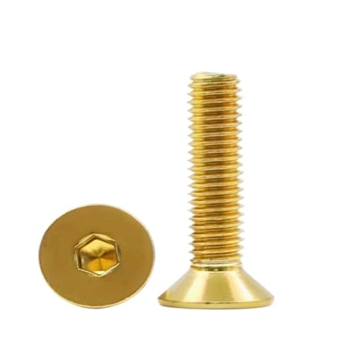 AYYSSM 5-20 Stück DIN7991 M2 M2.5 M3 M4 M5 M6 Edelstahl mit Goldener Farbe Titan vergoldet Flache Sechskant-Senkkopfschraube(M5x30 5pcs) von AYYSSM
