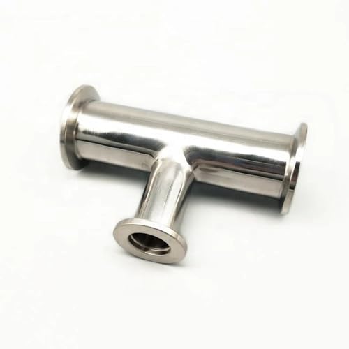 AYYSSM Neue KF16 KF25 KF40 KF50 Flansch Gleich Gerade Tri Clamp T-stück Edelstahl Sanitär 3 Weg T Ferrule Rohr anschluss Fitting (Color : Silver, Size : KF25) von AYYSSM
