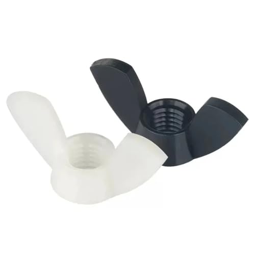 Handfest anziehen Schwarze und weiße Nylonmutter Flügelmutter Schmetterlingsmutter Barren Kunststoff Flügelmuttern M3-M12(Black,M10 (10Pcs)) von AYYSSM