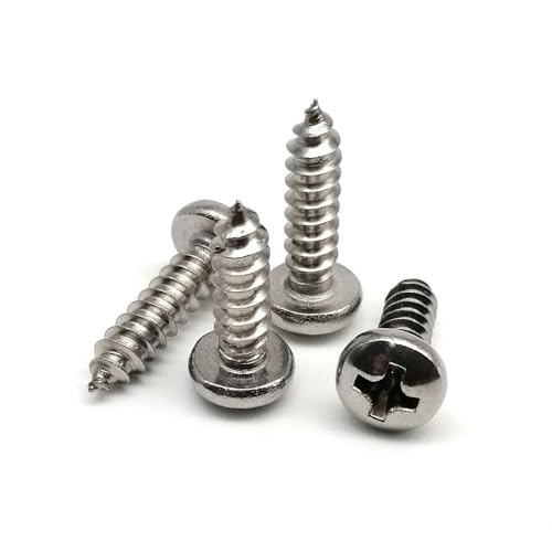 M1 M1.2 M1.4 M1.7 M2 M2.2 M2.6 M3 M3.5 M4 M5 M6 Mikrokleine selbstschneidende Kreuzschlitzschraube aus Edelstahl 304(12mm,50pcs M2.6) von AYYSSM