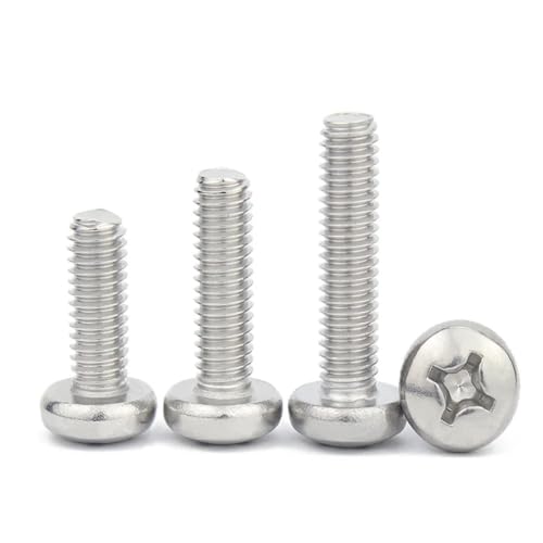 M1.6 M2 M2.5 M3 M3.5 M4 M5 M6 M8 Kreuzschlitzschraube aus Edelstahl mit Flachkopf(12mm,50pcs M2.5) von AYYSSM
