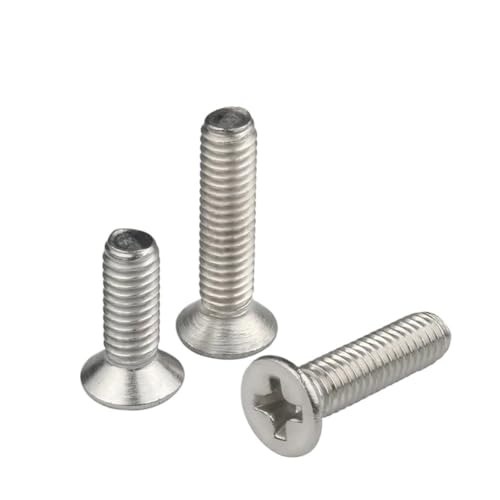 M1.6 M2 M2.5 M3 M4 M5 M6 Mini Micro Kleine 304 Edelstahl Kreuz Flache Bolzen Senkkopf Möbel Schraube(6mm,M2 x 50Pieces) von AYYSSM