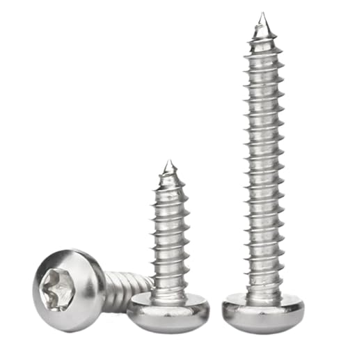 M2 M2.3 M2.6 M3 M3.5 M4 M5 M6 304 Edelstahl Torx Innensechsrund Blechschrauben Flachkopf Sechskant Holzschraube(12mm,M3.5 (100 Pieces)) von AYYSSM