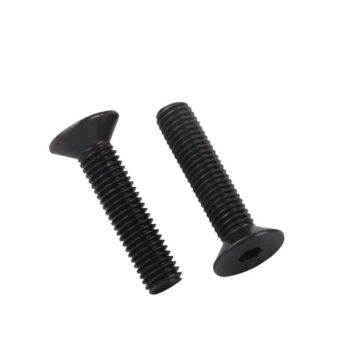 M2 M2.5 M3 M4 M5 M6 Kohlenstoffstahlbolzen DIY Sechskant Innensechskant Flachkopf Senkkopfschraube Schwarze Möbelschrauben(30mm,M6 x 10Pieces) von AYYSSM