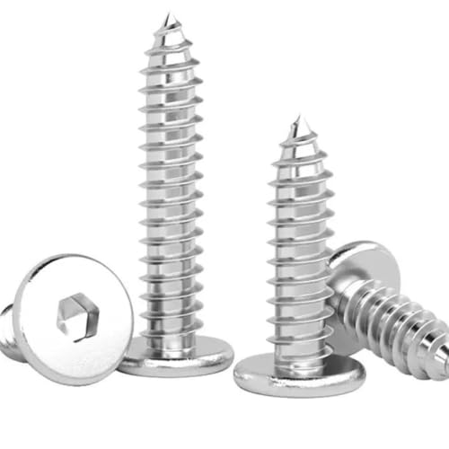 M2 M2.6 M3 M4 M5 M6 304 Edelstahl Ultradünne Sechskantschraube Sechskant Ultradünne niedrige flache Waferkopf Selbstschneidende Schraube Holzschrauben(8mm,M4 10Pcs) von AYYSSM
