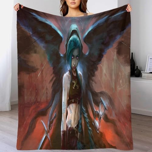AYZOFCNDK Arcane Decke 3D Muster Kuscheldecke Flannel Fleece Blanket Für Mädchen, Kinder Jinx Charakter Kuscheldecke Sofadecke Hochdekorativ Maschinenwaschbar 70x80inch(180x200cm) von AYZOFCNDK