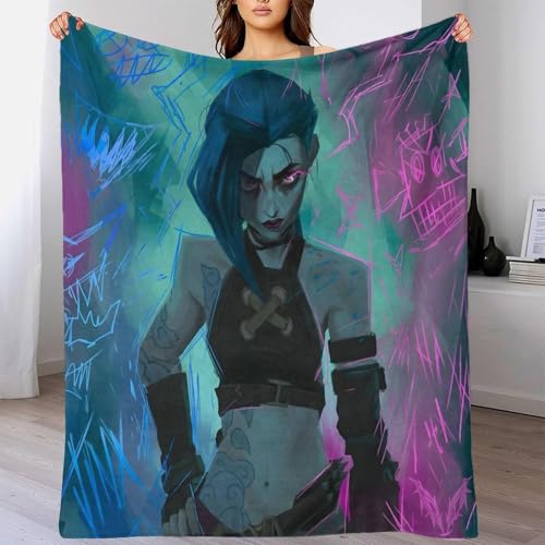 AYZOFCNDK Arcane Kuscheldecke Flauschige Jinx Charakter Decke Personalisierte Geschenke Super Weich Couch Decken Wohndecke Geburtstag Weihnachten 40x50inch(100x130cm) von AYZOFCNDK