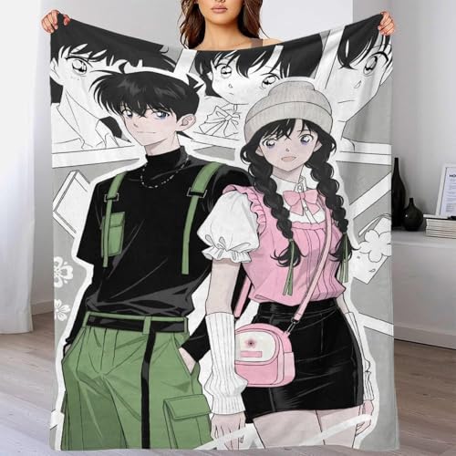 AYZOFCNDK Detective Conan Kuscheldecke 3D Muster Decke Für Kinder Erwachsene Flauschig Sherpa Decke, Hochdekorativ & Weihnachten Geburtstag Geschenke 40x50inch(100x130cm) von AYZOFCNDK