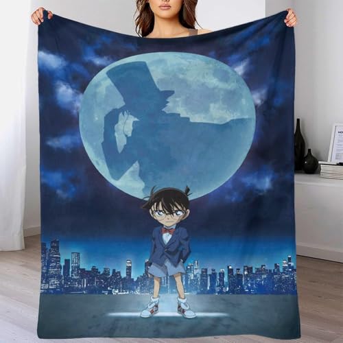 AYZOFCNDK Detective Conan Kuscheldecke 3D Muster Decke Für Kinder Erwachsene Flauschig Sherpa Decke, Hochdekorativ & Weihnachten Geburtstag Geschenke 60x80inch(150x200cm) von AYZOFCNDK