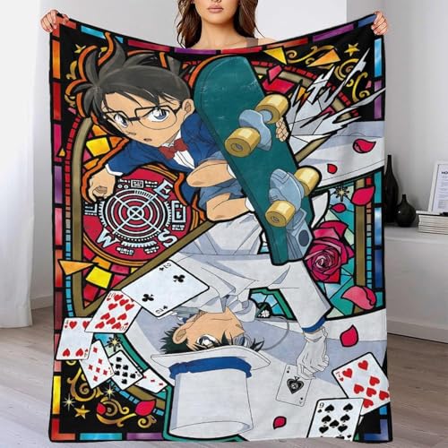 AYZOFCNDK Detektiv Conan Kuscheldecken Weich Decke Flanelldecke Weich Wohndecke Mikrofaser Kuscheldecke Sofadecke Für Kinder Erwachsene Decken Anime 3D-Digitaldruck 60x80inch(150x200cm) von AYZOFCNDK