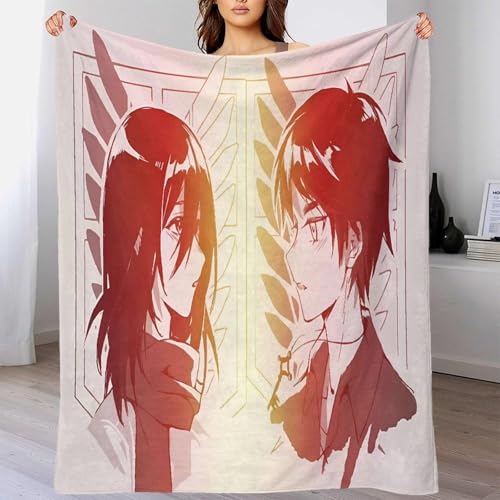 AYZOFCNDK New Anime Attack On Titan Decke Kuscheldecke 3D Muster Flanell Fleece Decke Kinderdecke Geburtstag Witzige Geschenke Wohndecke Schlafzimmer Wohnzimmer 70x80inch(180x200cm) von AYZOFCNDK