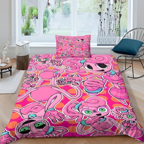 AYZOFCNDK Poppy Playtime 3D Gedruckter Cartoon Für Kinder Mädchen Jungen Bettbezug Set Bettwäschegarnitur Reissverschluss Bettwäsche Weich Microfaser Und Kissenbezüge 2 Teilig Single（135x200cm） von AYZOFCNDK