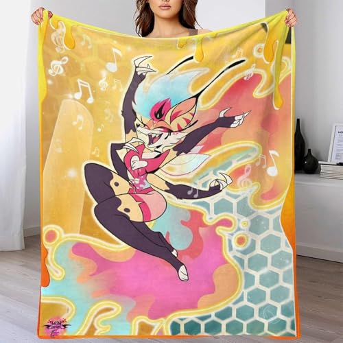 AYZOFCNDK Queen Bee Kuscheldecken Weich Decke Flanelldecke Weich Wohndecke Mikrofaser Kuscheldecke Sofadecke Für Kinder Erwachsene Decken Helluva Boss 3D-Digitaldruck 40x50inch(100x130cm) von AYZOFCNDK