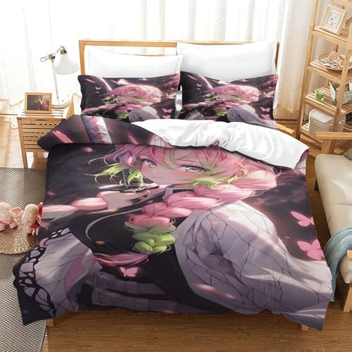 Anime Demon Slaye Bettbezug Set Mädchen Junge Kinder 3D Gedruckter Kochou Shinobu Cartoon Bettwäschegarnitur Reissverschluss Bettwäsche Weich Microfaser Und Kissenbezüge 3 Teilig Single(140x200cm) Anime Demon Slaye Bettbezug Set Mädchen Junge Kinder 3D Gedruckter Kochou Shinobu Cartoon Bettwäschegarnitur Reissverschluss Bettwäsche Weich Microfaser Und Kissenbezüge 3 Teilig Single(140x200cm) von AYZOFCNDK
