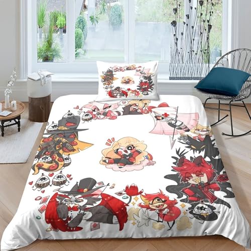 Hazbin Hotel Bettwäschegarnitur Bettbezug Set 3D Gedruckter Vaggie Angel Dust Alastor Für Kinder Mädchen Jungen Und Kissenbezüge Weich Microfaser Bettwäsche Reissverschluss 2 Teilig Single(135x200cm) Hazbin Hotel Bettwäschegarnitur Bettbezug Set 3D Gedruckter Vaggie Angel Dust Alastor Für Kinder Mädchen Jungen Und Kissenbezüge Weich Microfaser Bettwäsche Reissverschluss 2 Teilig Single(135x200cm) von AYZOFCNDK
