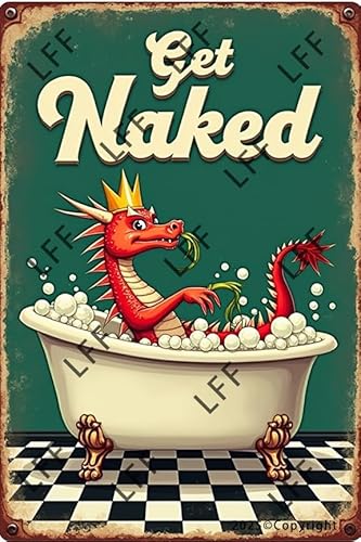 AYZYSMBM Lustiges Retro-Blechschild "Get Naked Unless You Are Just Visiting Don'St Make It Weird Dragon Taking Shower Duck Spielzeug" Metallposter Plaketten Heimdekoration Leinwand Gemälde Poster 30,5 AYZYSMBM Lustiges Retro-Blechschild "Get Naked Unless You Are Just Visiting Don'St Make It Weird Dragon Taking Shower Duck Spielzeug" Metallposter Plaketten Heimdekoration Leinwand Gemälde Poster 30,5 von AYZYSMBM