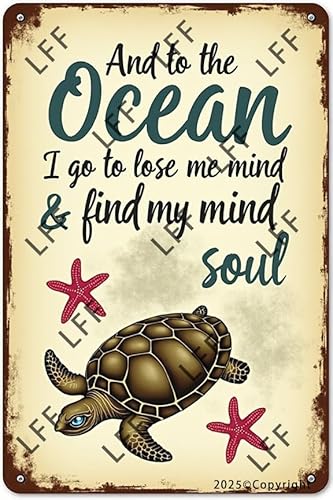 AYZYSMBM Lustiges Retro-Blechschild "Turtle To The Ocean" I Go To Lose My Mind And Find My Soul Metallposter Plaketten Heimdekoration Leinwand Gemälde Poster 30,5 x 20,3 cm AYZYSMBM Lustiges Retro-Blechschild "Turtle To The Ocean" I Go To Lose My Mind And Find My Soul Metallposter Plaketten Heimdekoration Leinwand Gemälde Poster 30,5 x 20,3 cm von AYZYSMBM
