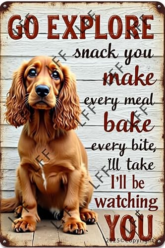 AYZYSMBM Metall-Blechschild im Vintage-Stil, Cocker Spaniel, mit englischer Aufschrift "Every Snack You Make Every Meal You Bake Every Bite You Take", Wandkunst, Poster, 20,3 x 30,5 cm AYZYSMBM Metall-Blechschild im Vintage-Stil, Cocker Spaniel, mit englischer Aufschrift "Every Snack You Make Every Meal You Bake Every Bite You Take", Wandkunst, Poster, 20,3 x 30,5 cm von AYZYSMBM