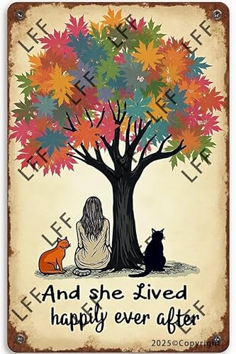 AYZYSMBM Metall-Blechschild im Vintage-Stil, mit Aufschrift "And She Lived Happily Ever After And Orange Tabby Cat", Wandkunst, Poster, 20,3 x 30,5 cm AYZYSMBM Metall-Blechschild im Vintage-Stil, mit Aufschrift "And She Lived Happily Ever After And Orange Tabby Cat", Wandkunst, Poster, 20,3 x 30,5 cm von AYZYSMBM