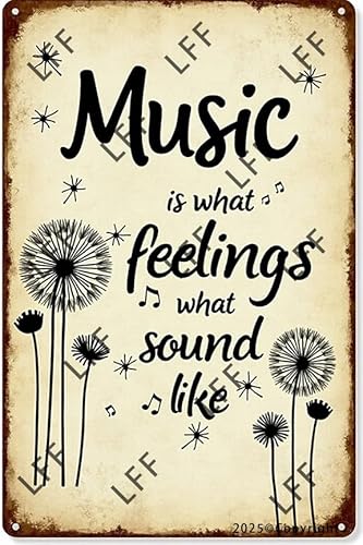 AYZYSMBM Retro-Blechschild, Löwenzahn-Kunst, Musik ist was Feeling Sounds Like Home Bar Shop Dekorationen Kaffee Vintage Schild Geschenk 20,3 x 30,5 cm von AYZYSMBM