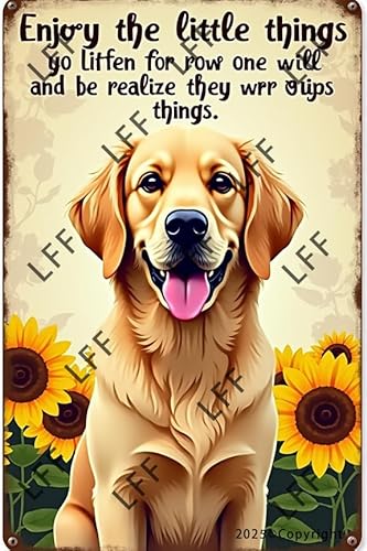AYZYSMBM Vintage-Blechschild – Enjoy The Little Thing_S In Life, They Were The Big Thing_S Golden Retriever Dog – Wandkunst für Zuhause oder Büro, Dekor-Poster für Spirituelle – Metallschild 20,3 x von AYZYSMBM