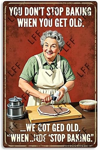AYZYSMBM Vintage Metall-Blechschild "Baking Cake, Old Women Baking You Don'St Stop Baking When You Get Old, You Get Old When You Stop Baking Wall Art Poster Novelty Sign 20,3 x 30,5 cm AYZYSMBM Vintage Metall-Blechschild "Baking Cake, Old Women Baking You Don'St Stop Baking When You Get Old, You Get Old When You Stop Baking Wall Art Poster Novelty Sign 20,3 x 30,5 cm von AYZYSMBM