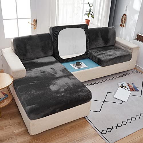 AYouge Sofa Sitzkissenbezug- Samt Stretch Bezug für Sofa Sitzkissen, Elastische Couchüberzüge, Sofasitzbezug Schonbezug Schutz Sofabezug L-förmiger Ecksofas von AYouge